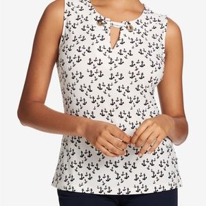 Tommy Hilfiger Anchor-Print Keyhole Top NWT